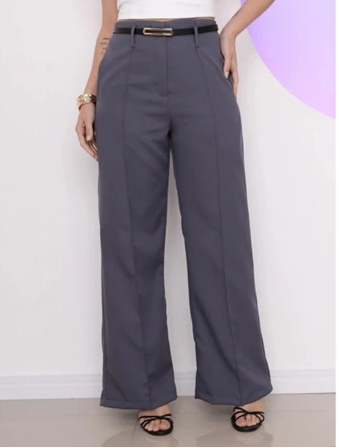 Calça Social Feminina Zara Modelo Pantalona Alfaiataria Com Cinto Lançamento Moda Zara elegância premium