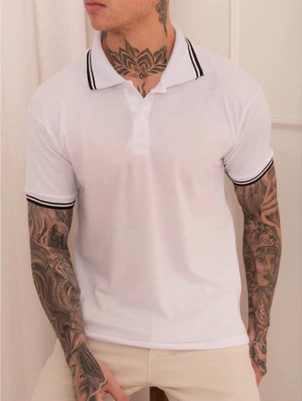 Camisa Gola Polo com  Listra Mascuino