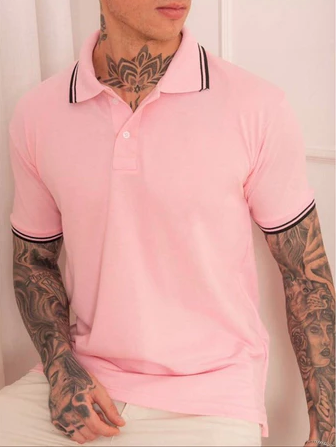 Camisa Gola Polo com  Listra Mascuino