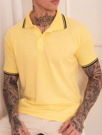 Camisa Gola Polo com  Listra Mascuino